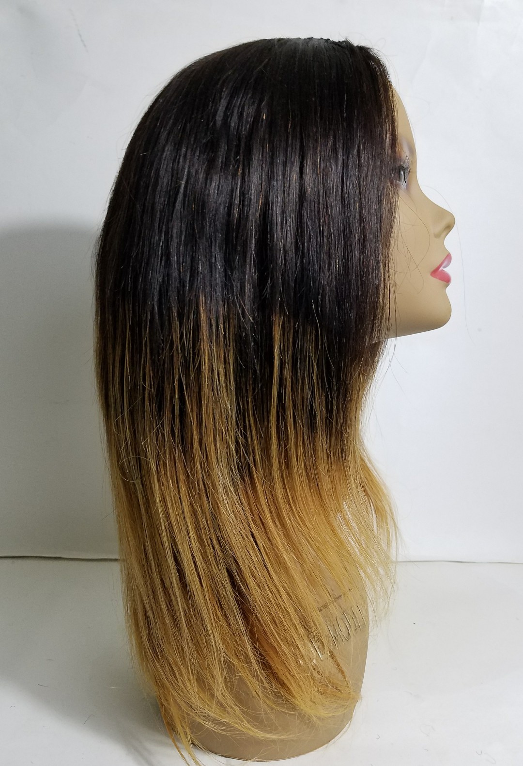 Wig Handmade U PART 100% Human Remy Hair 12” 14” Black/Blonde Ombre