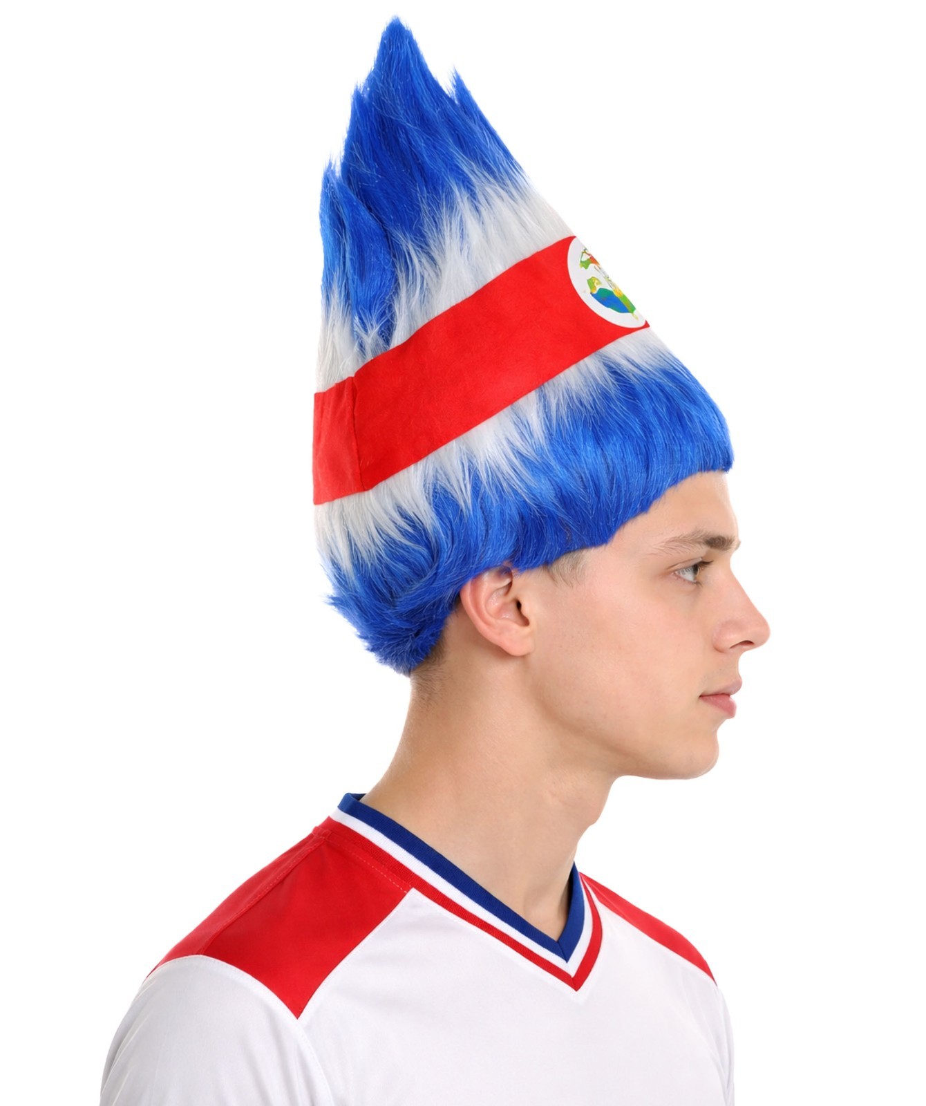 HPO Flagwigs Adult Unisex Serbia Flag Troll Wigs,Perfect for Cosplay HM-800A