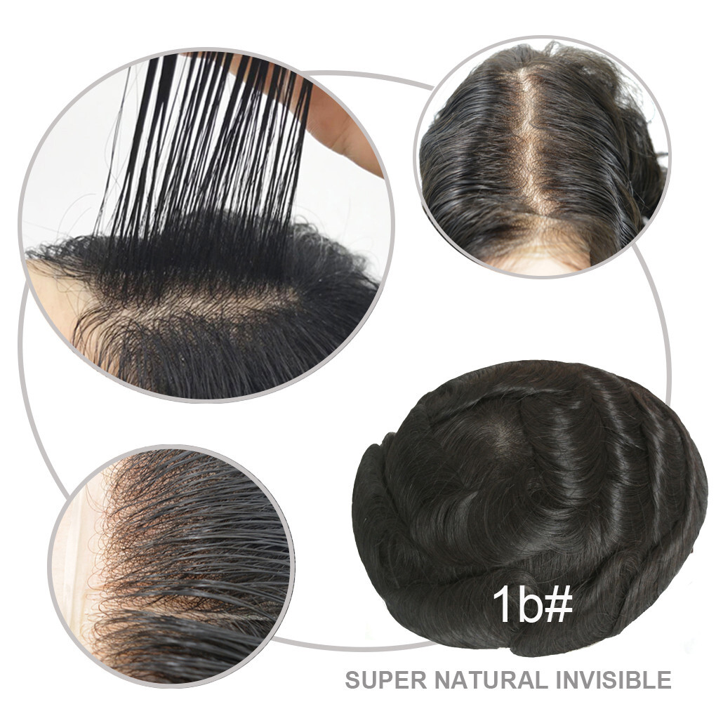 Anti-Allergy Men Super Thin Skin Hair Replacement System 0.04mm poly skin toupee