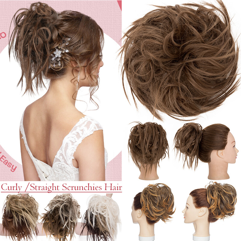 Extra Thick Messy Bun Piece Scrunchie Updo Rose Hair Extensions Natural As Human