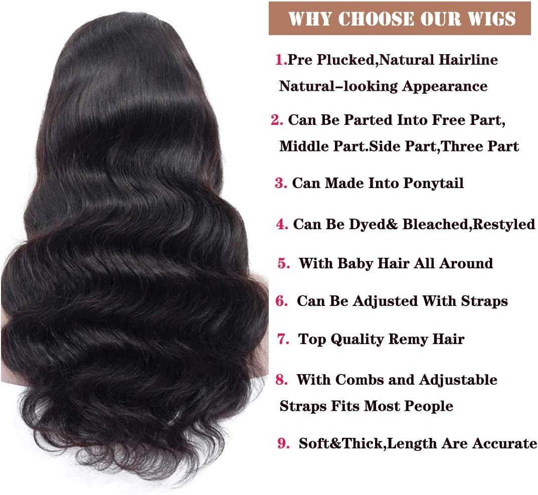 Body Wave Lace Front Wigs Human Hair Pre Plucked Bleached Knots, 150 Density