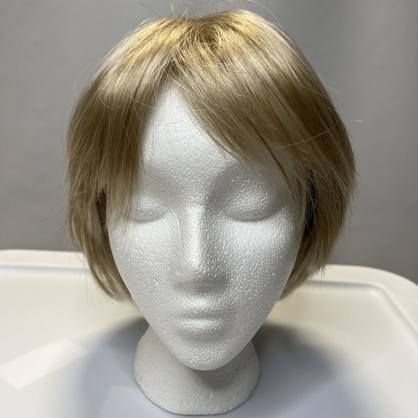 Francesca Wig By Envy Light Blonde Color Short Bob With Razor Cut Full Bangs