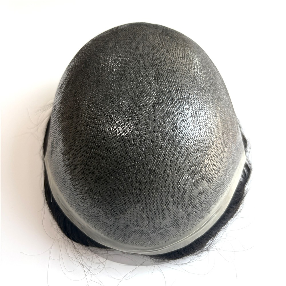 Male Hair Prosthesis 0.08-0.10mm Skin Toupee 100% Human Hair Men’s Wig
