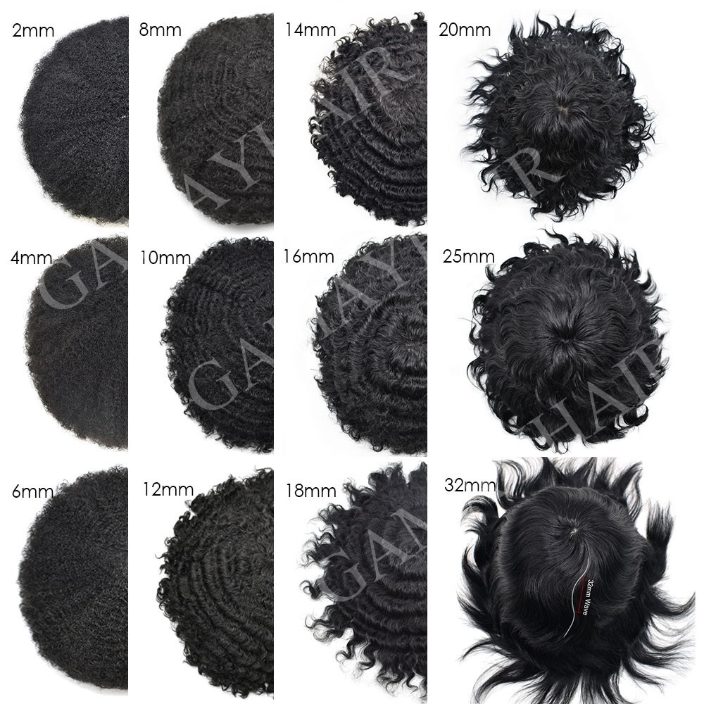 Afro Curl Mens Toupee Hairpiece Curly Human Hair System Monofilament Wig for Men