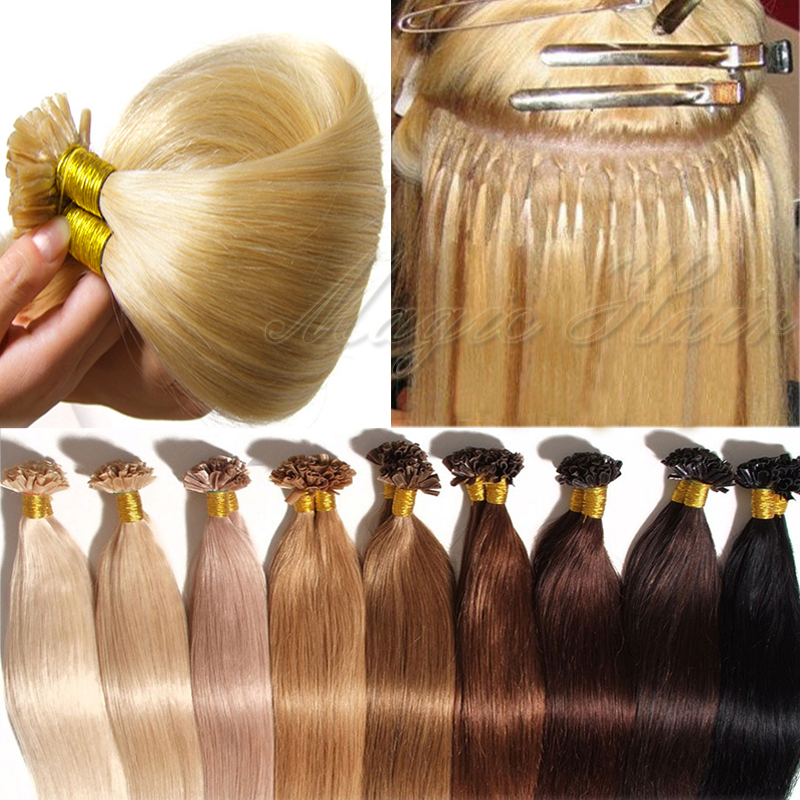 50/100/200S 7A Pre Bonded Keratin U Tip Nail Remy Real Human Hair Extensions 1g