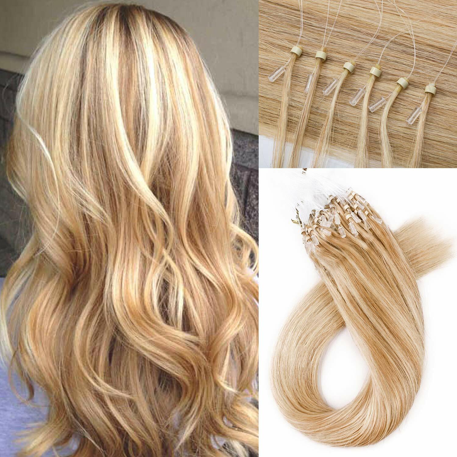 Micro Ring Beads Link Hair Extensions Real Human Hair Russian Remy Hair Straight