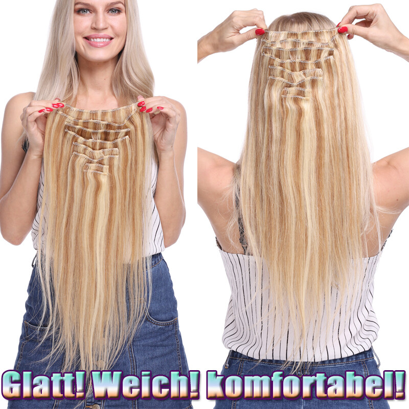 AAA+ 8pcs 16″ 18″ 20″ 22″ 24″ Clip In Real Remy Human Hair Extensions Full Head