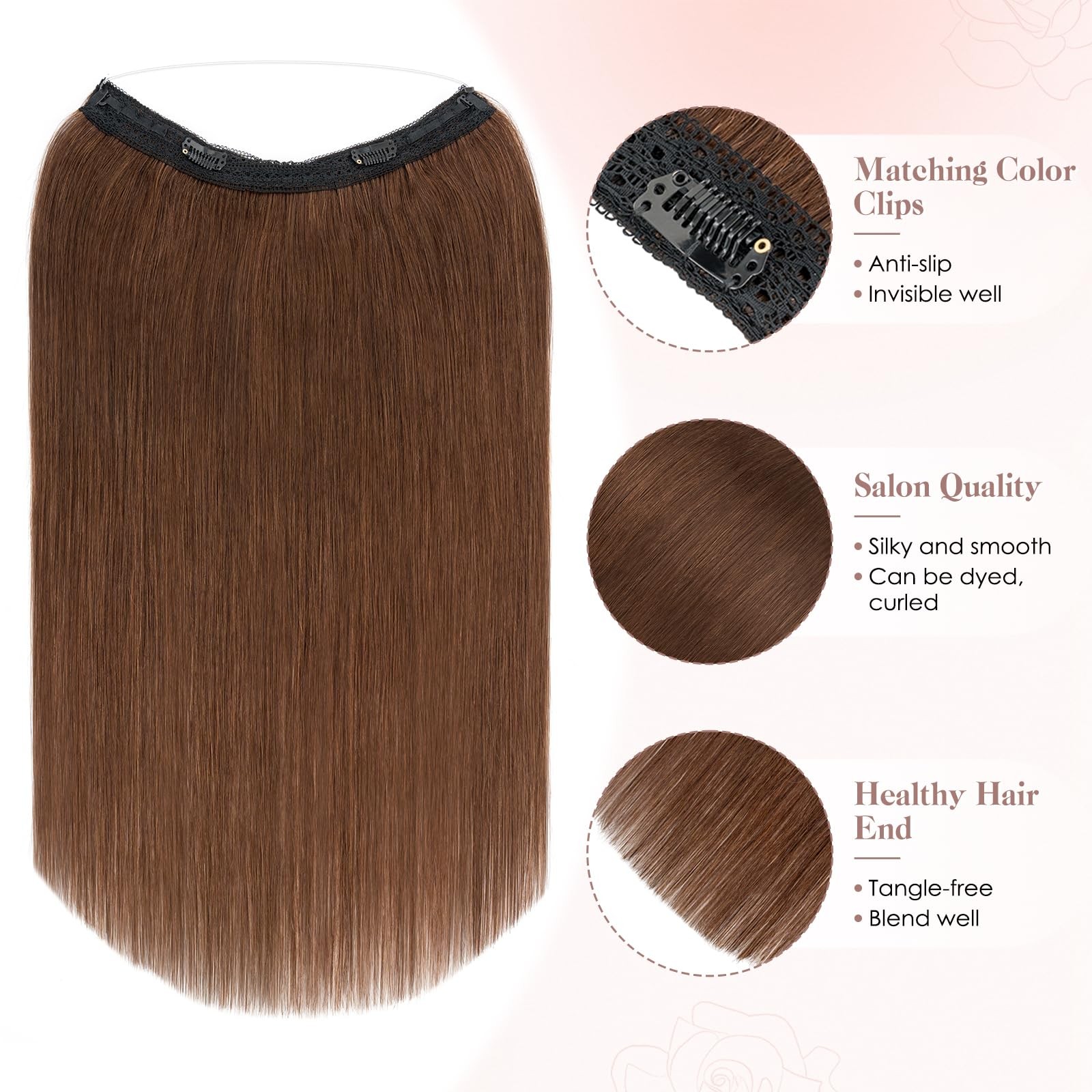 S-Noilite Halo Hair Extension Invisible Wire In Real Remy Human Hair Extensions