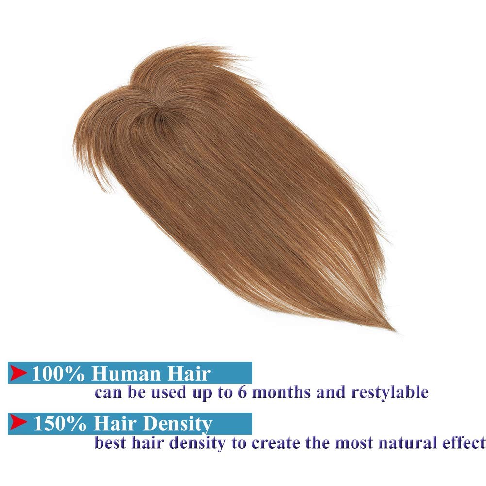 My-Lady Human Hair Topper Bangs For Women – 3.3X3.3 Silk Base 14 Inch Light