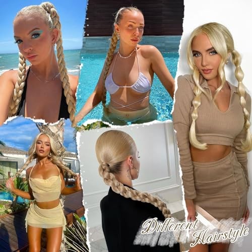 26 Inch Long Braided Ponytail Extension – 26 Inch (Pack of 1) Blonde Mixed