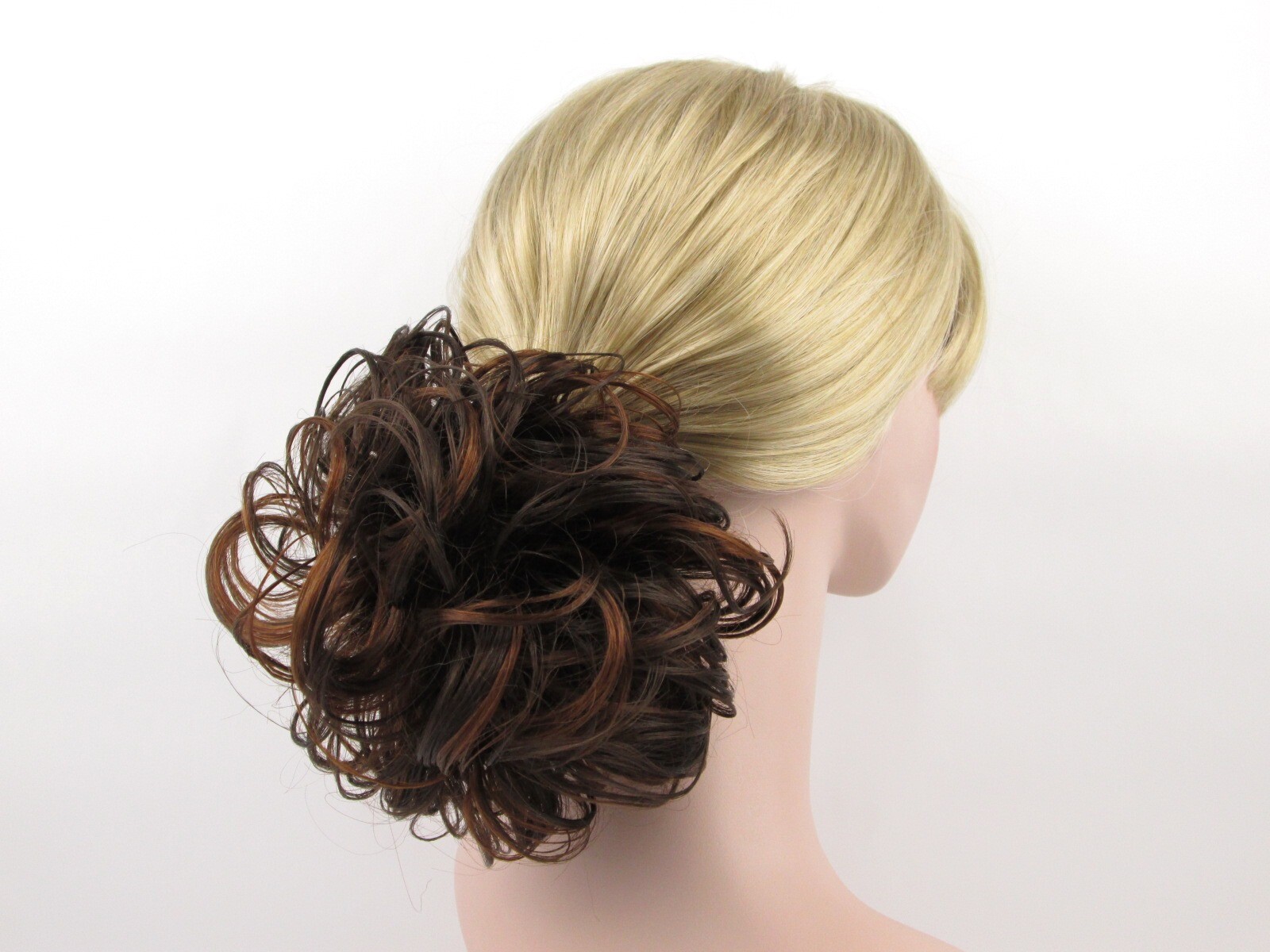 SLIGHTLY WET CURLY WAVY CHIGNON MESSY BUN UPDO DOME HAIRPIECE DRAWSTRING WIGLET