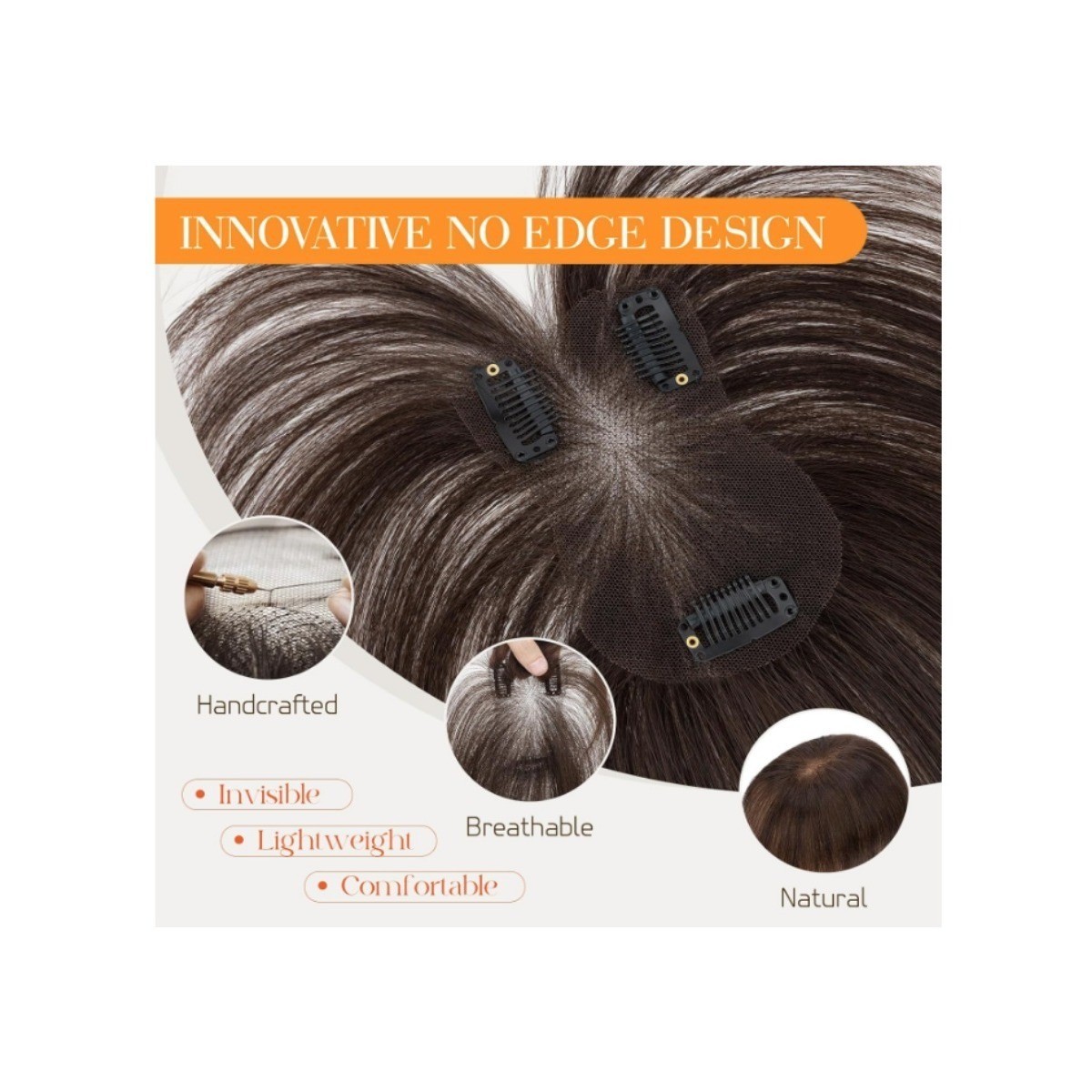 Clip In Bangs Remy Human Hair Topper Dark Brown #02 3D Wispy Bangs 11in Brunette