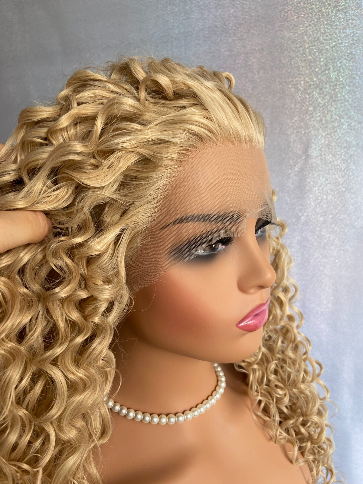 Heat Resistant Fiber Lace Front Wig Long Curly Blonde Heat OK 27-613 Women