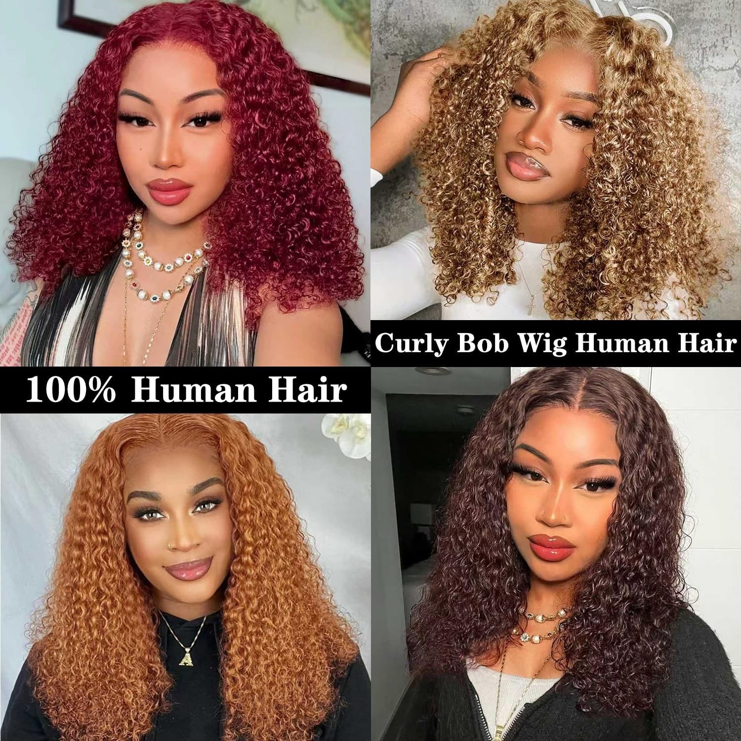 Kimosahair Curly Bob Wig Human Hair 200 Density 13X4 Hd Lace Frontal Deep Wave