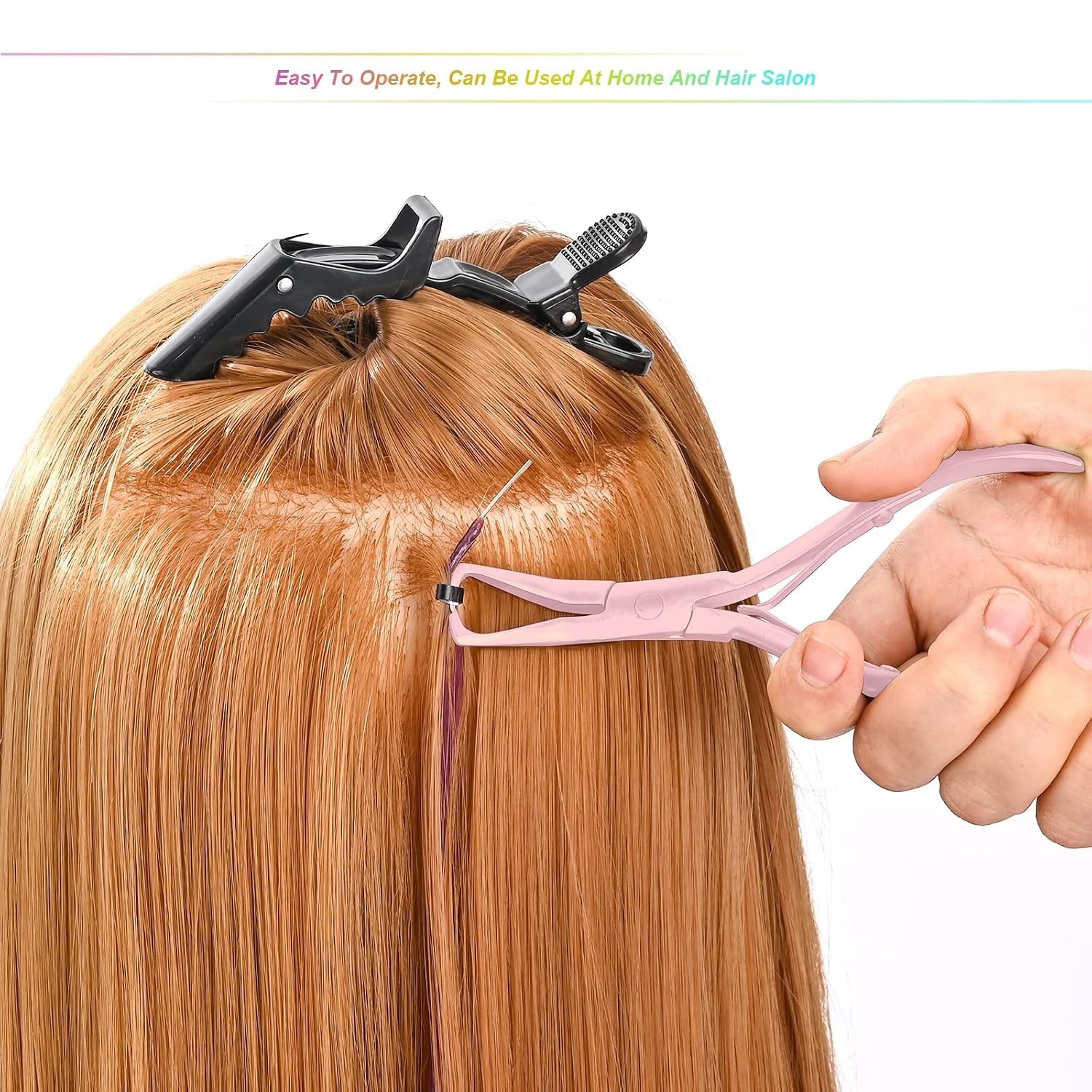 Elegant Pink Hair Extension Tool Set – Durable Beading Pliers & Hook Included