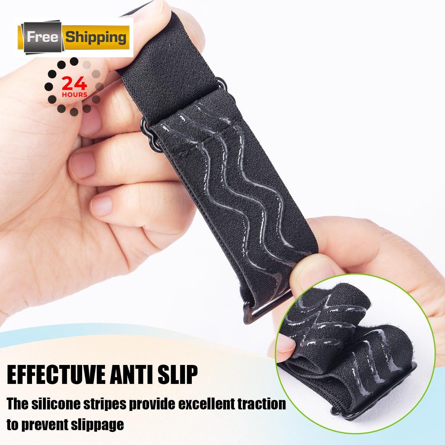 2PCS Adjustable Elastic Band for 3 1 Count (Pack of 2), Black Half Wig
