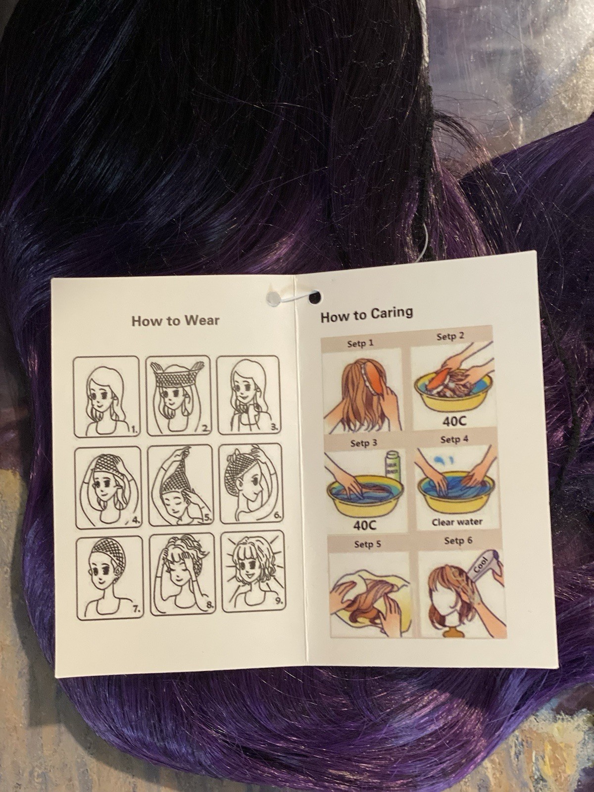 Swiking Ombré Purple Curly Wavy Long Wig For Woman.