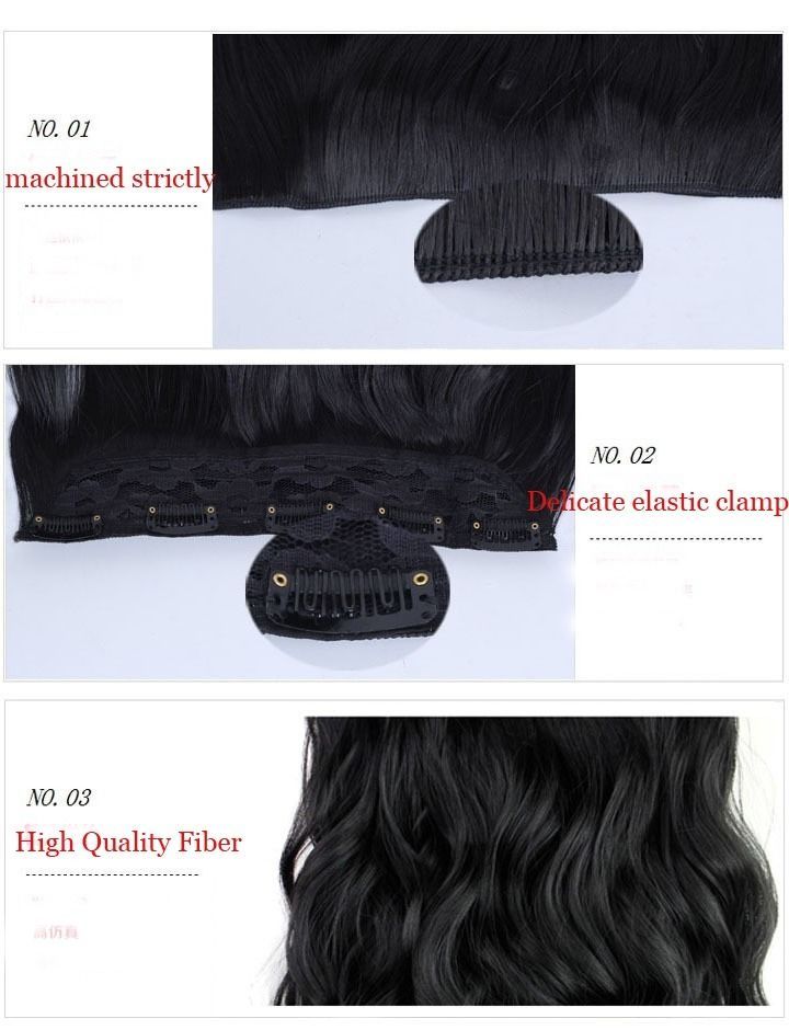 One Piece Clip in Hair Extensions Full Head Straight Curly V-Shape Hairpiece USA
