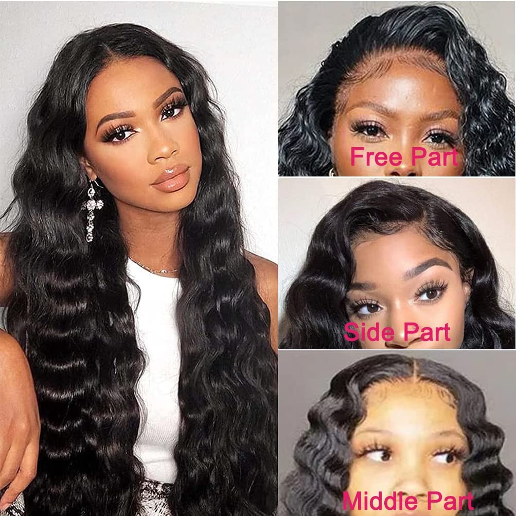 Bworto Loose Deep Wave Lace Front Wigs Human Hair Pre Plucked Curly 13X4 Lace