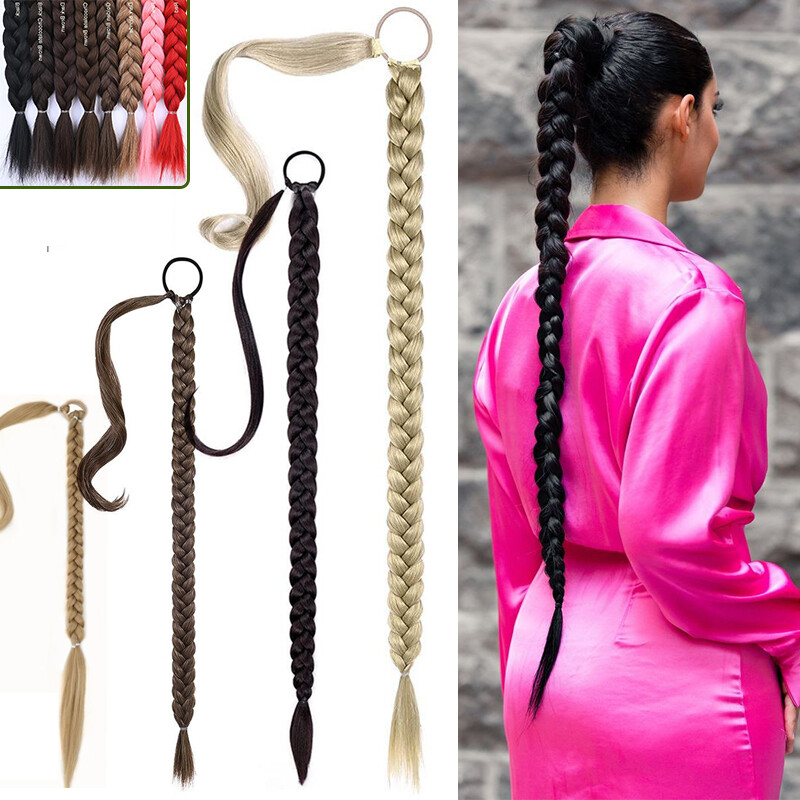 Long Braids Ponytail Clip In Pony Tail Hair Extension Long Thick Natural Hair US