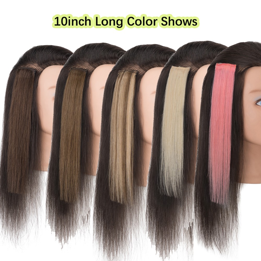 6 Pieces 6 Clips Clip Human Hair Extensions Real Thick Short Lace Weft Highlight