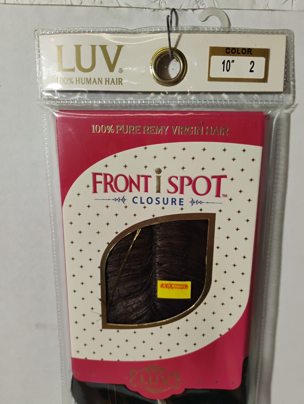 LUV Pure Remy Virgin Human Hair Front I Spot Closure 10″ Color 2 – Dark Brown
