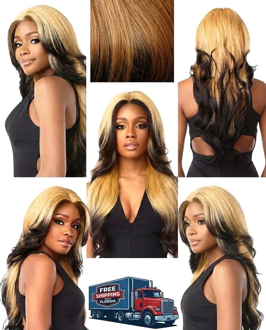 Black Blonde Synthetic Lace Front Wig Pre-Plucked HD Hairline Heat Resistant