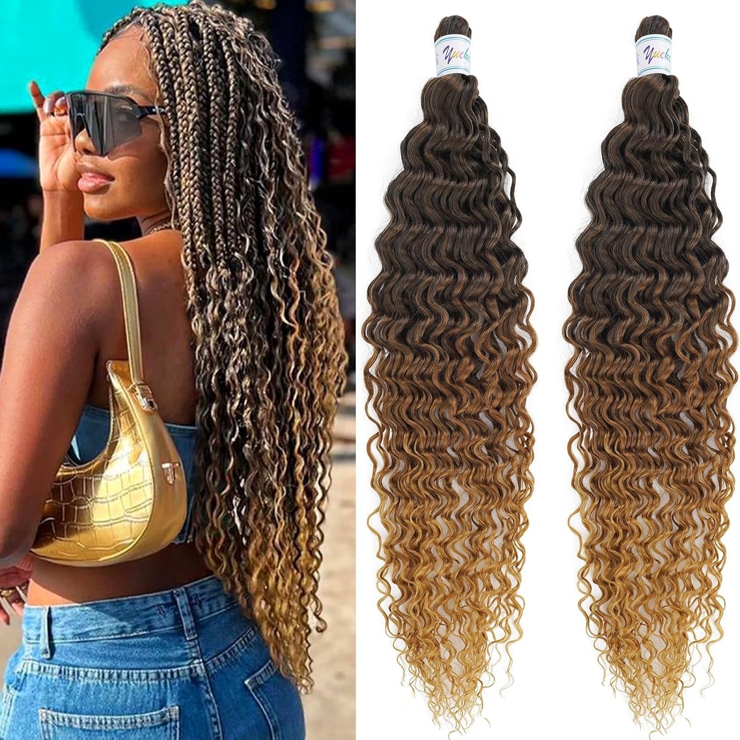 Trendsetting Deep Wave Crochet Hair 24 Inch – 1b/30/27 Curly Beauty Extensions