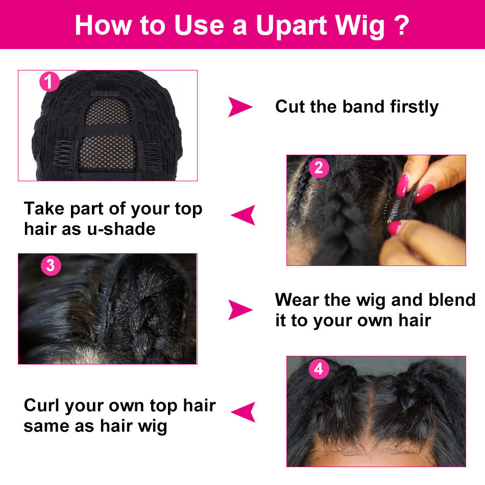 UNice Mongolian Kinky Yaki Straight U Part Human Hair Wig Glueless Wear Go Wigs