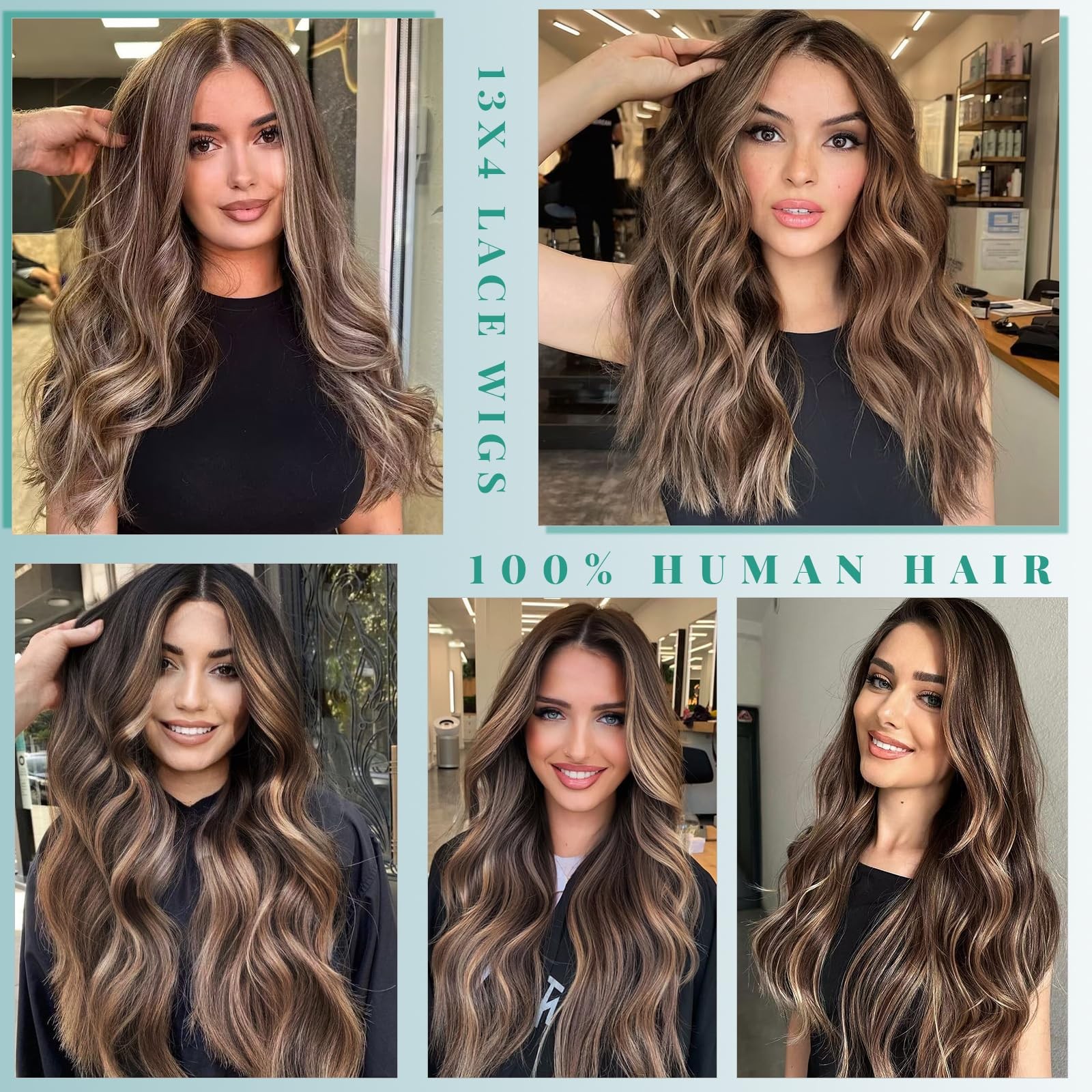 Munx Brown Highlight Lace Front Wigs Human Hair 180 Density Preplucked 13X4 Hd