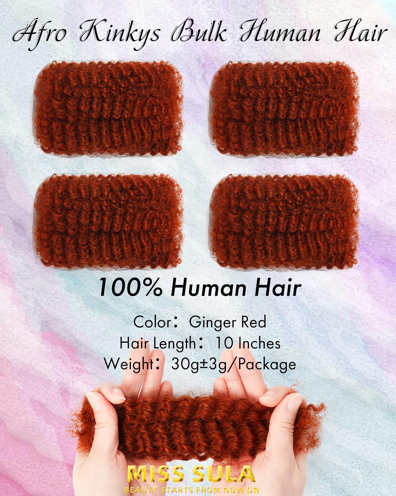 Miss Sula Afro Kinkys Bulk Human Hair Extensionskinky-Curly Real Human Hair For
