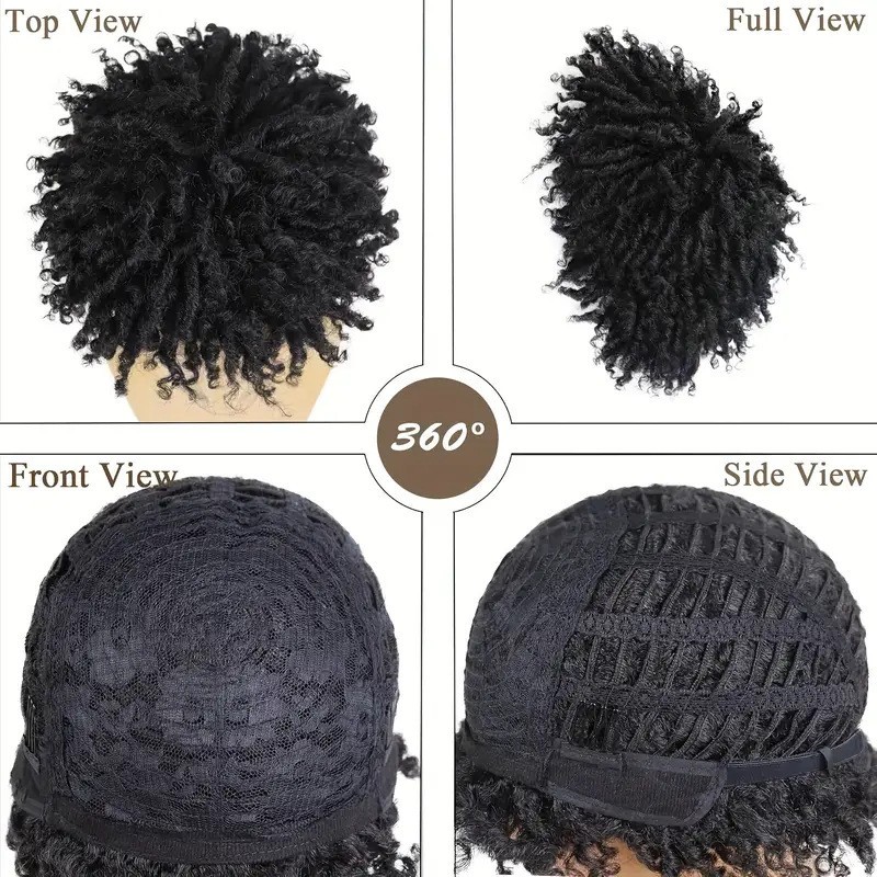Men’s Short Afro Kinky Curly Synthetic Wig African American Twist Hair Black Bro