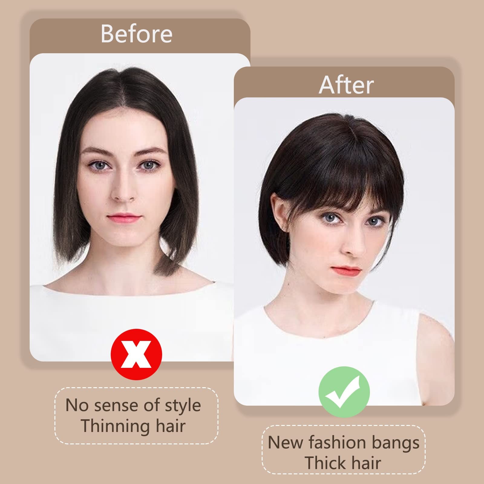 2PCS Clip in Bangs Real Human Hair,Fake Bangs Hair Clip on Bangs for Women,Cu…