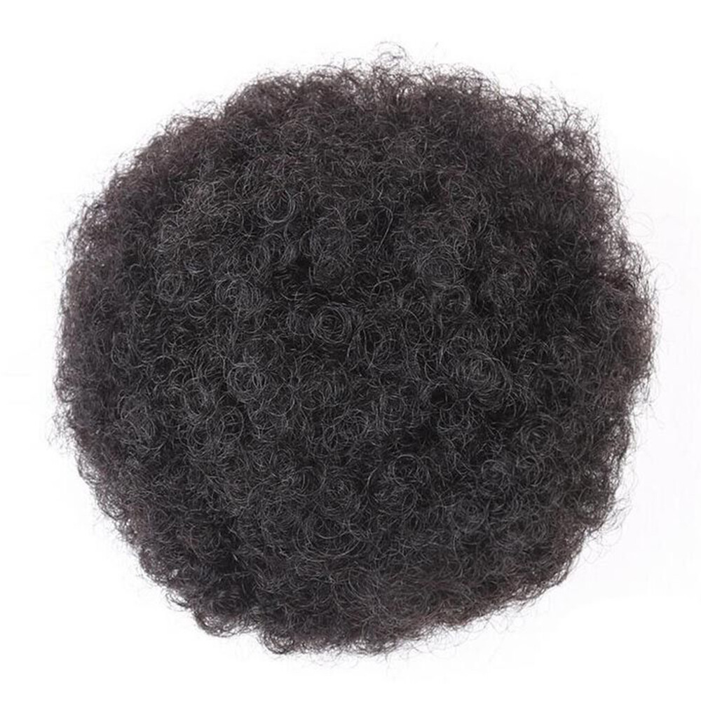 Afro Kinky Curly Ponytail Drawstring Puff Bun Clip on Chignon Bun Hair Extension