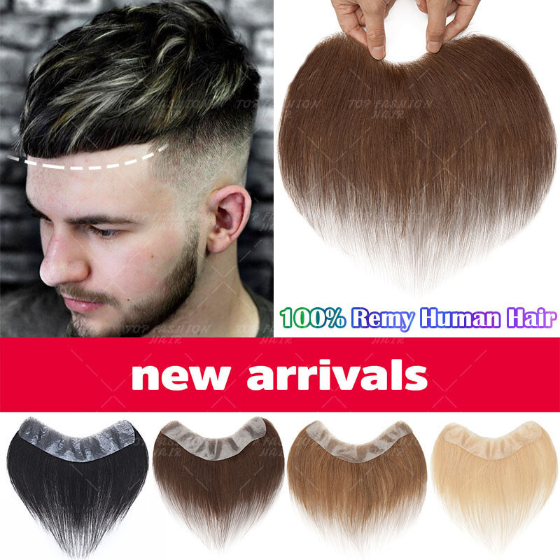 Mens Replacement System Remy Thin Full PU Wig Frontal Toupee Topper Human Hair