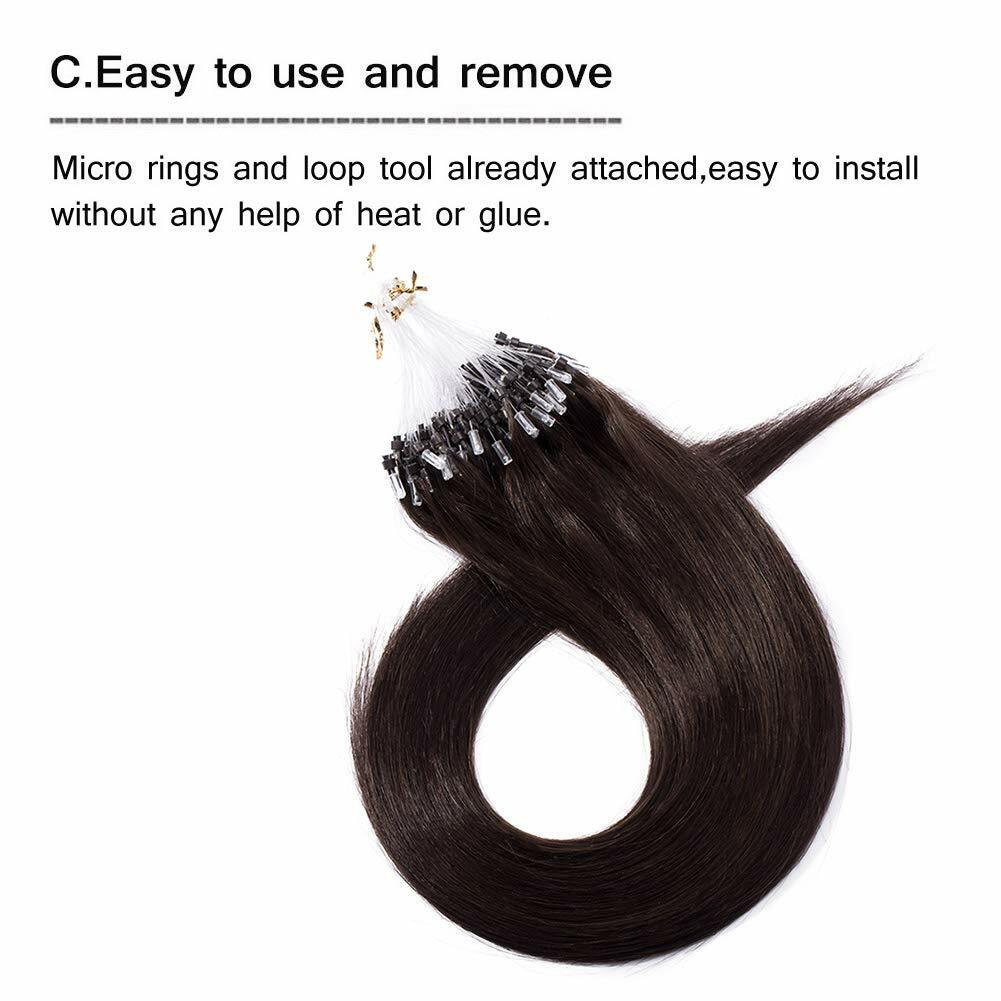 Micro Ring Hair Extensions Per-Looped Micro Beads Loop Tip Remy Human Hair 0.5g/