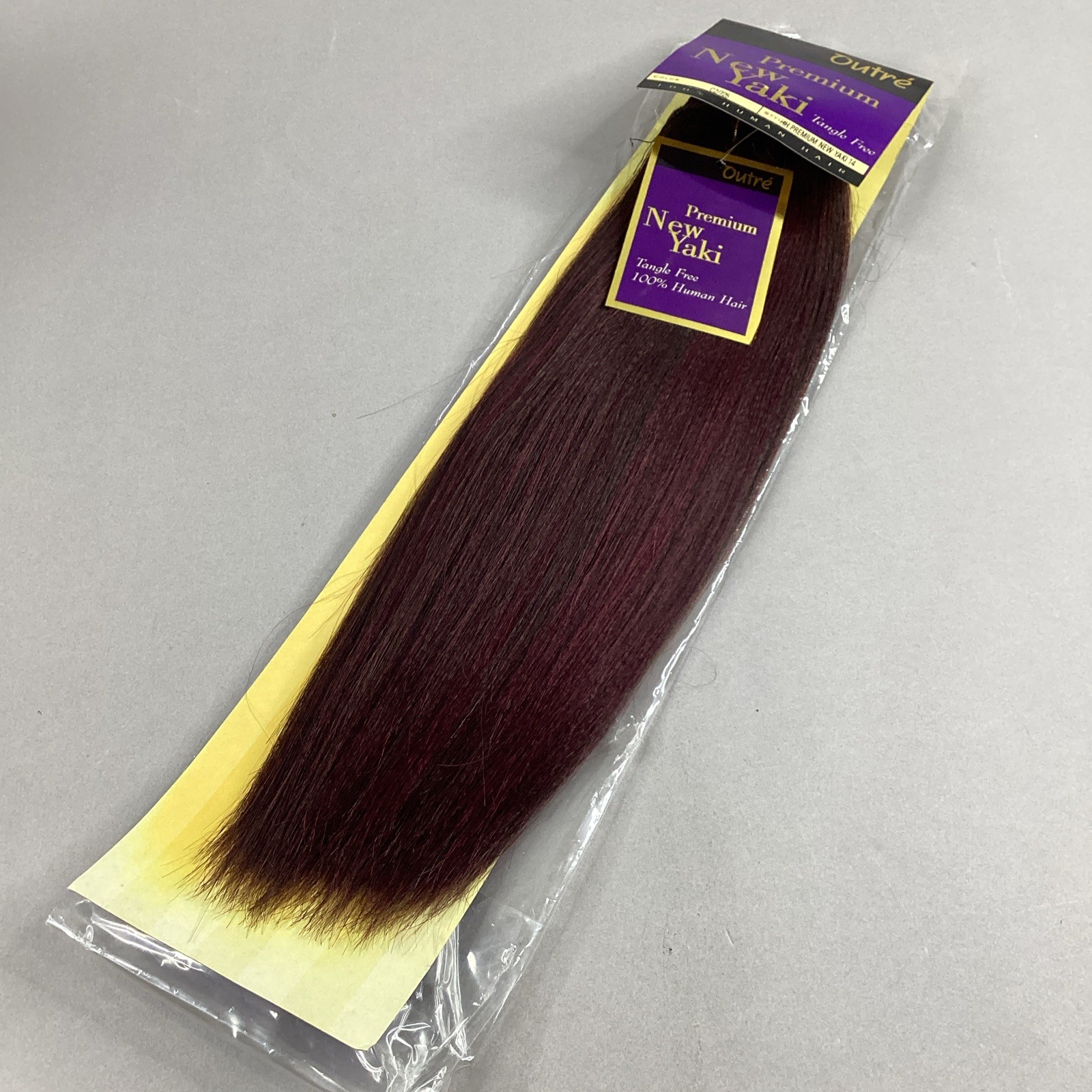 New Yaki #C2/725 Brown Dark Burgundy 14” Straight 100% Human Hair Extensions