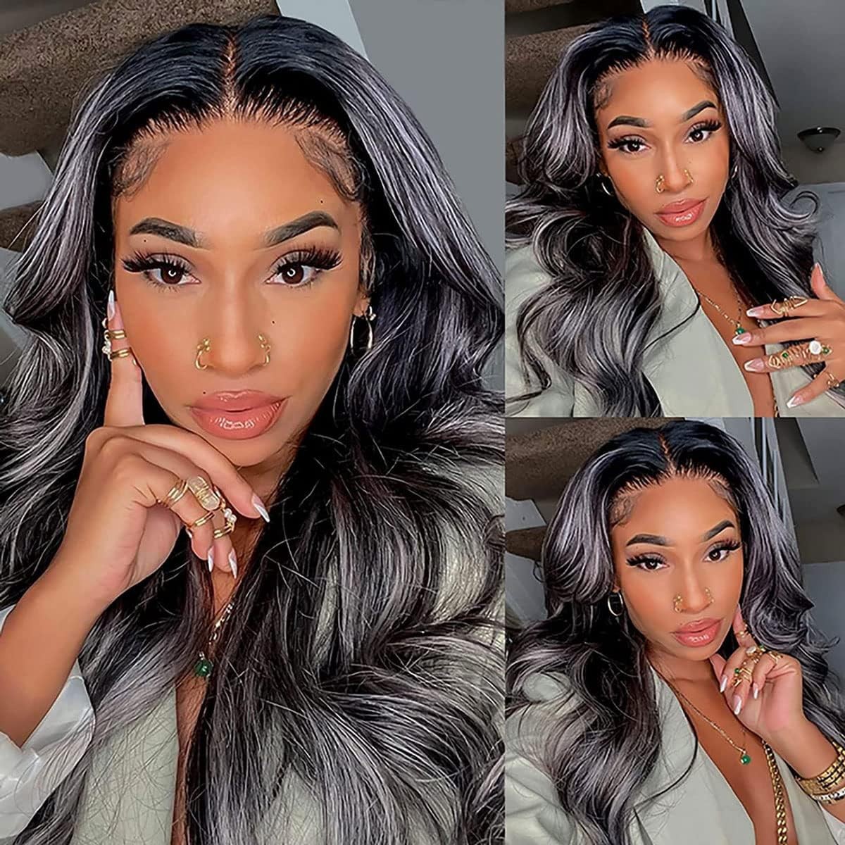 Condescension 300G P1B/Grey Human Hair Bundles 10 12 14 Inch Body Wave