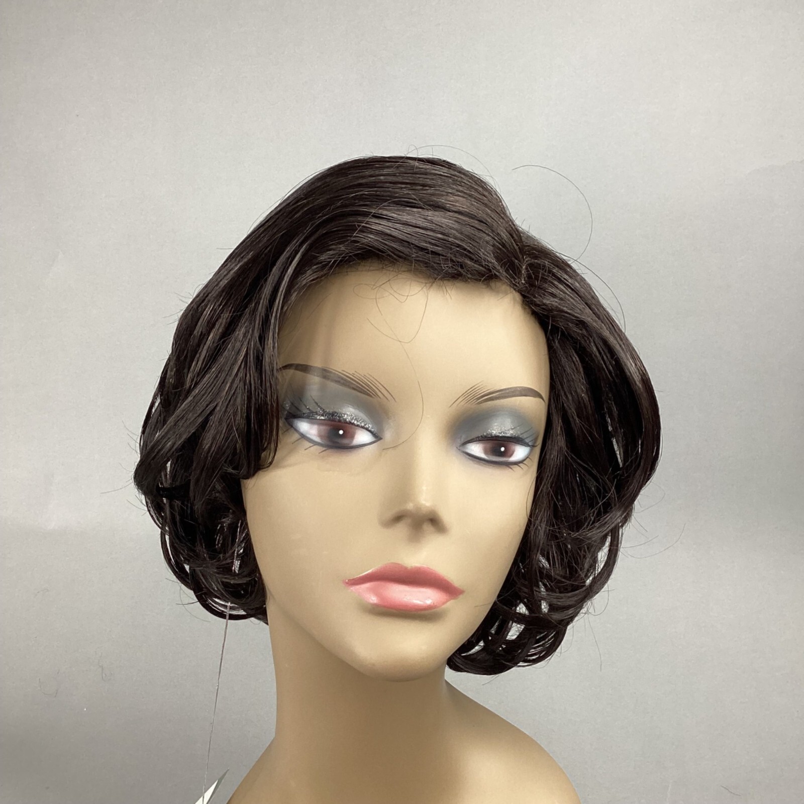 Grammy #4 Feather Bob Wig Dark Brown Lace C-Part Synthetic Classic