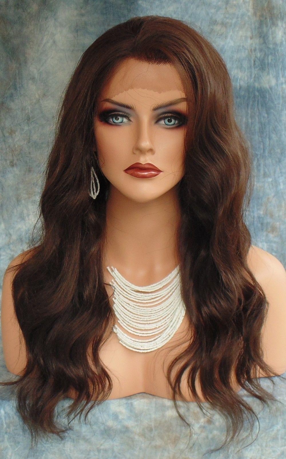 LACE FRONT HAND TIED EAR TO EAR LACE HEAT FRIENDLY #4 DK BROWN WIG US SELLER 250