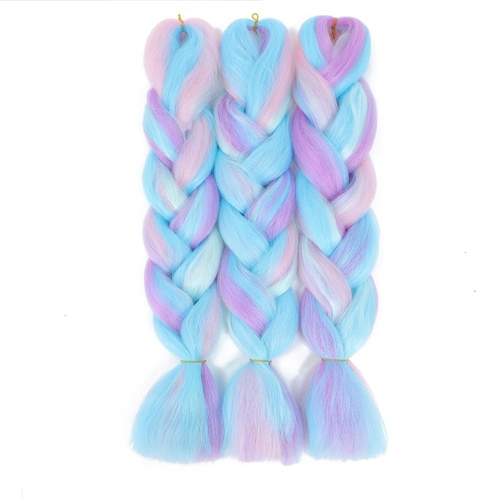 Rainbow Braiding Hair Extension 24 Inch 3 Packs Synthetic Jumbo Braid Hair