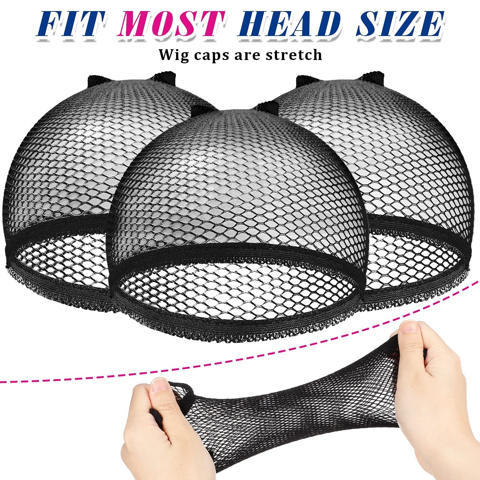 50 Pcs Stretchy Mesh Wig Caps – Nylon Fishnet Stocking Liner for Weaving, Unisex