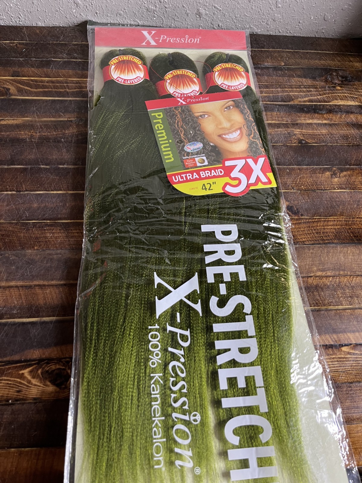 Outre X-Pression Ultra Braid 3X Pre-Stretched 42″Kanekalon Hair Extensions Olive