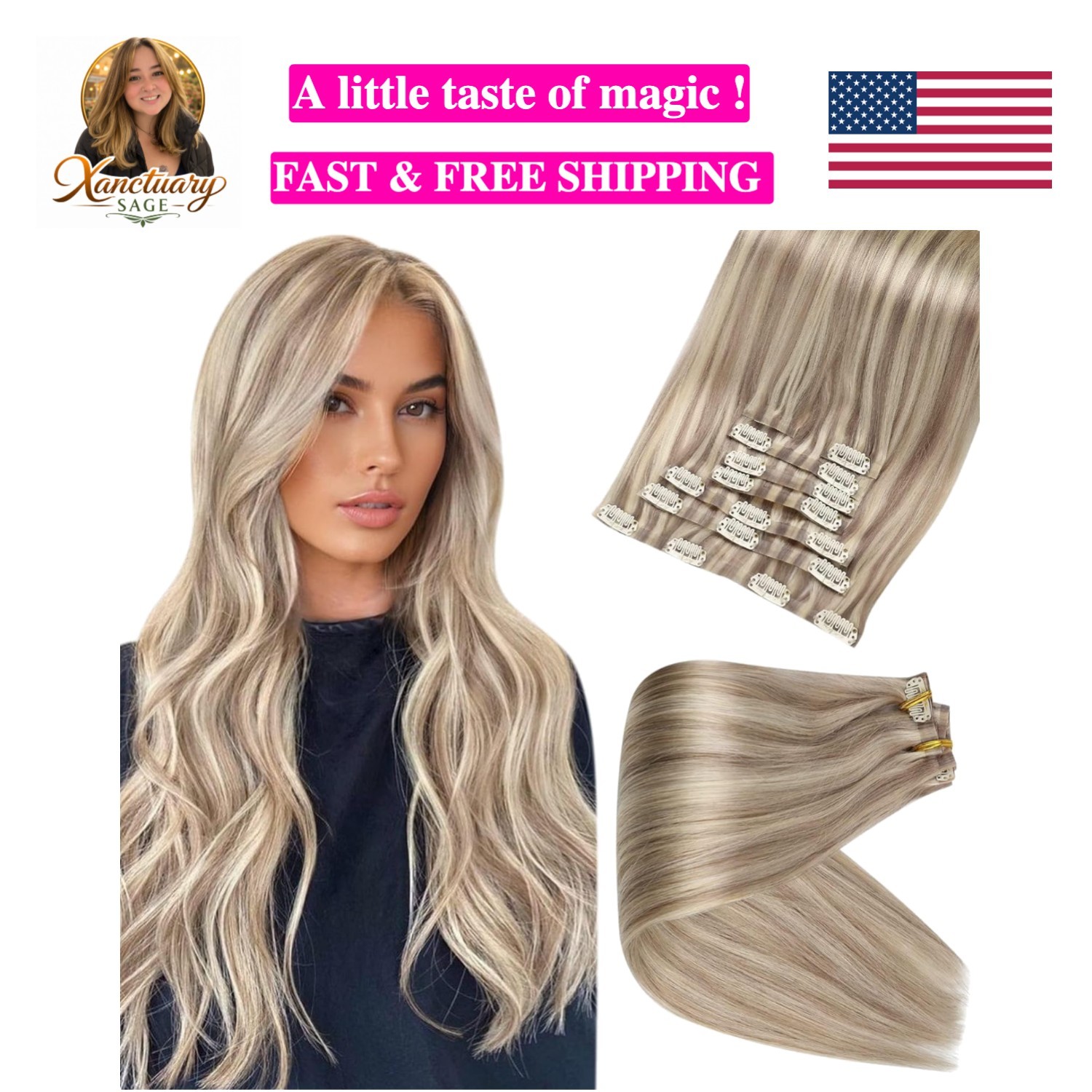 Customizable 18 Inch Blonde Clip-Ins – Real Human Hair Extensions, 120g Set