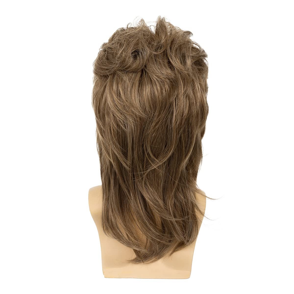 Mens Mullet Wig Synthetic Light Brown 70s 80s Halloween Cosplay Costume