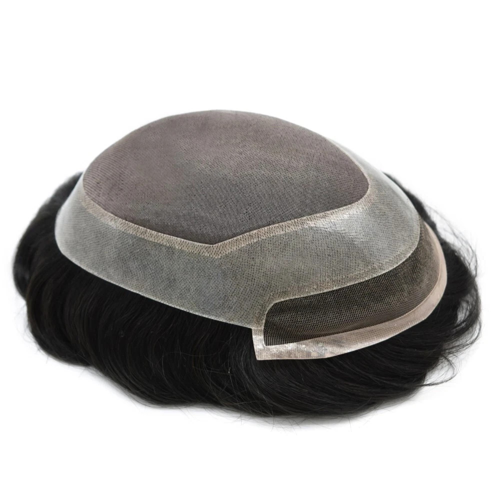 Mens Toupee Hair Replacement System Lace Front Fine Mono Thin Skin Wig Hairpiece