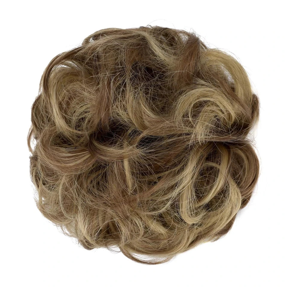 2 PCS Messy Bun Hair Piece Wavy Curly Scrunchies Light Brown Mix Ash Blonde