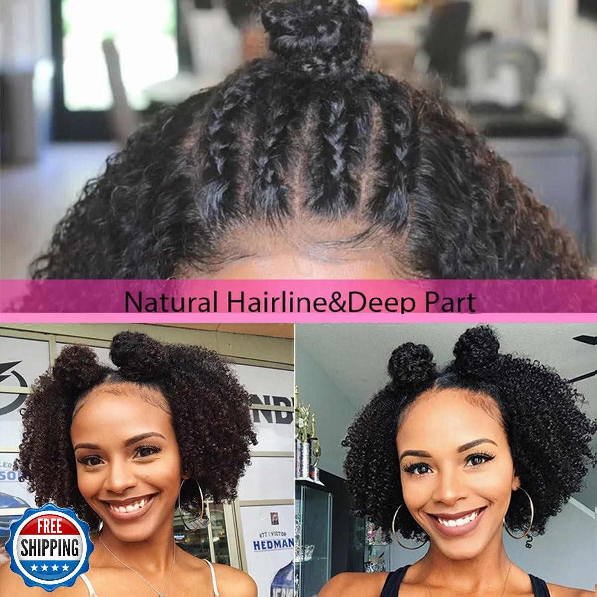 Skouty Bob Wig Human Hair Afro Kinky Curly 13×4 Frontal Lace Wig Human Hair 1