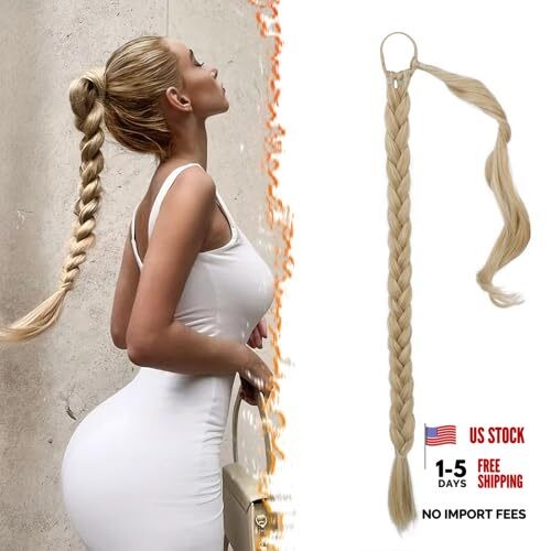 26 Inch Long Braided Ponytail Extension – 26 Inch (Pack of 1) Blonde Mixed