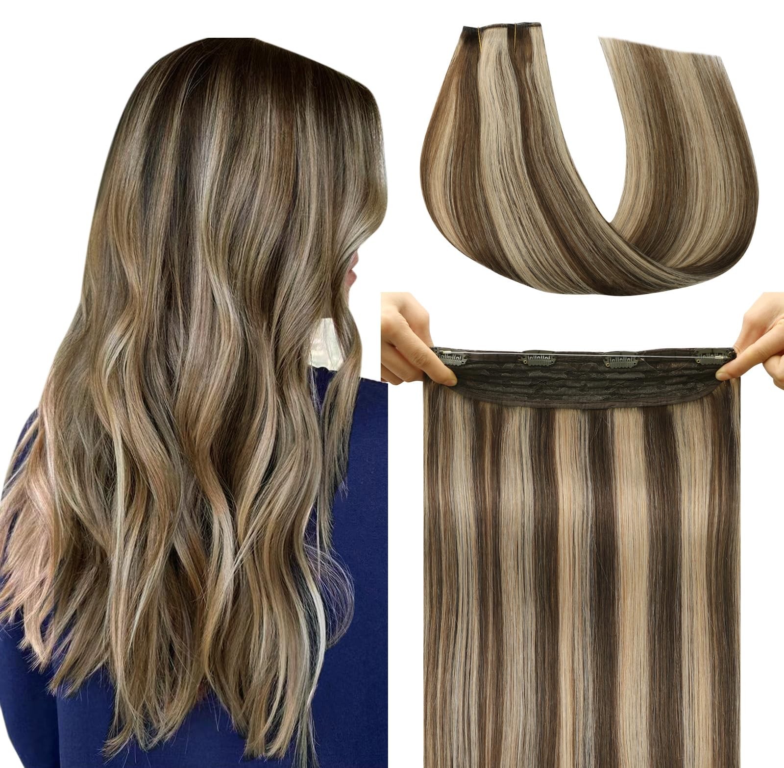 Safireny Wire Hair Extensions Real Human Hair 16 Inch Chocolate Brown To Dark